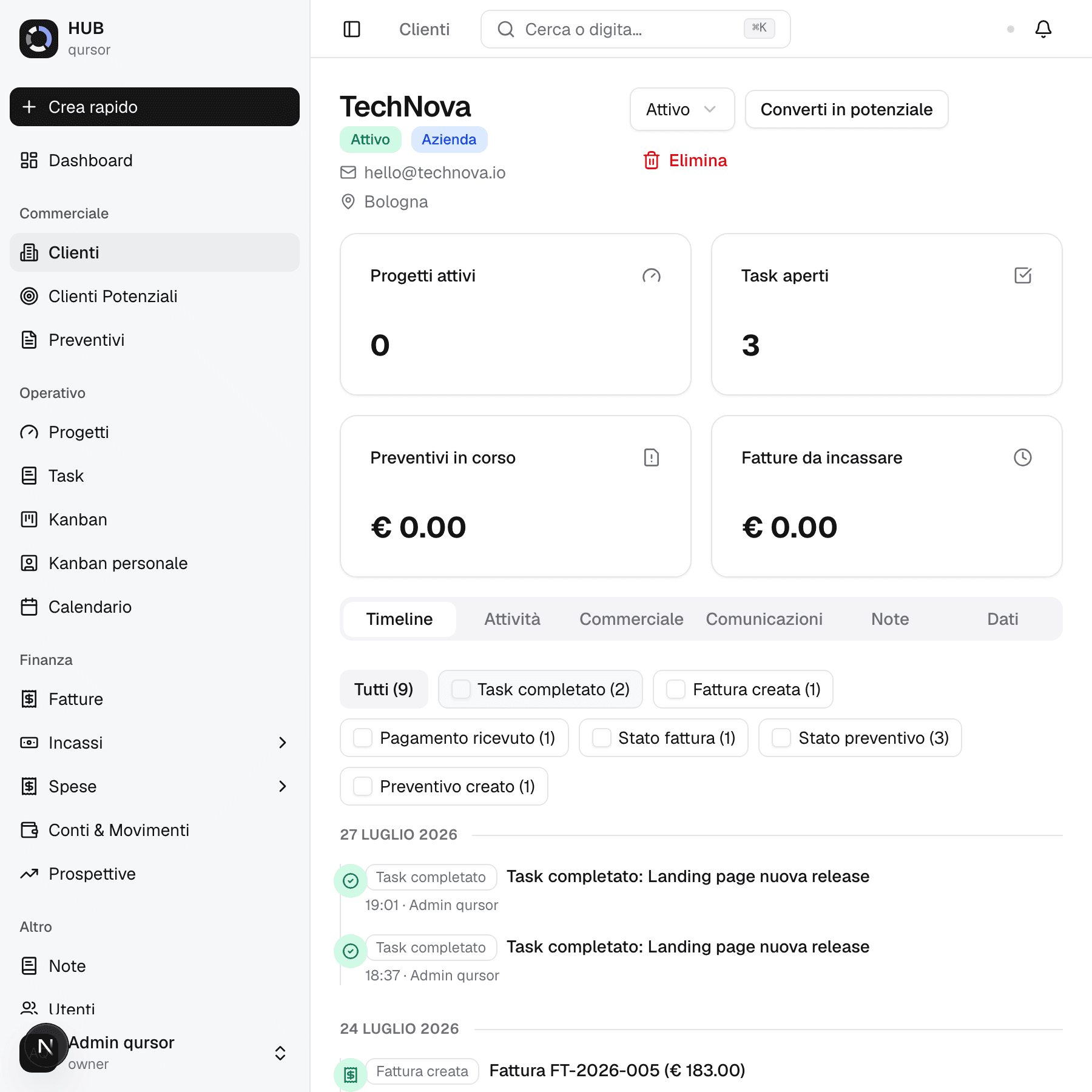 Gestione anagrafica clienti